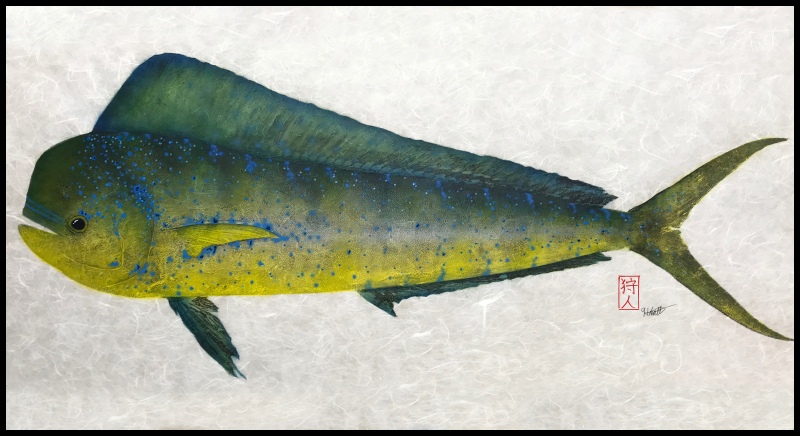 Dolphin Dorado Gyotaku fish painting