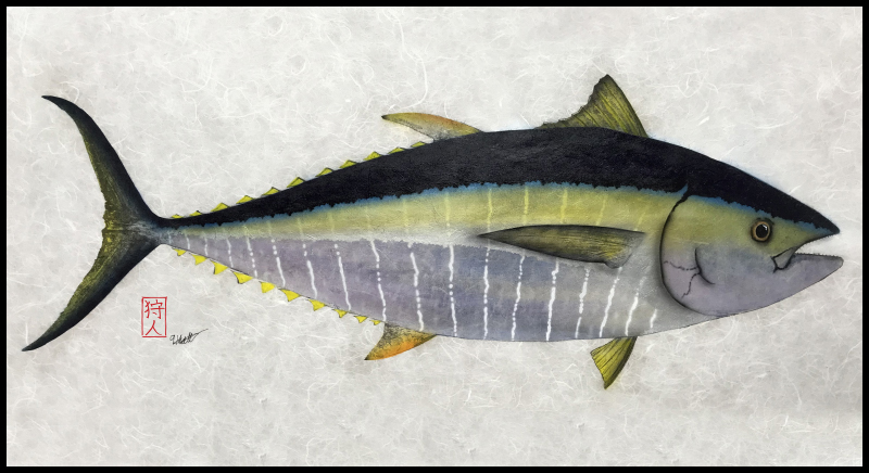 Juvenile Yellowfin Tuna Gyotaku fish painting